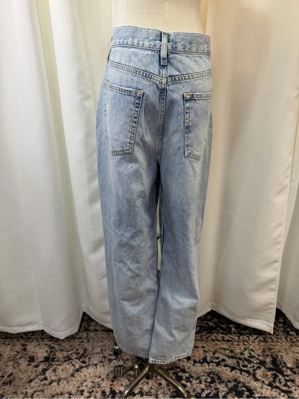 We The Free High Rise Light Blue Distressed Wide Leg Jeans - Picture 9 of 14